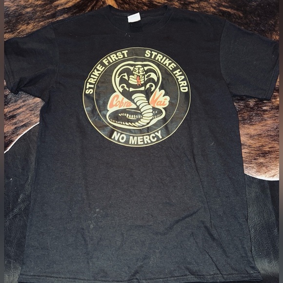 Cobra Kai Black T-Shirt with Yellow and Red Logo, Lightweight, Short Sleeve,Cool - Picture 2 of 5
